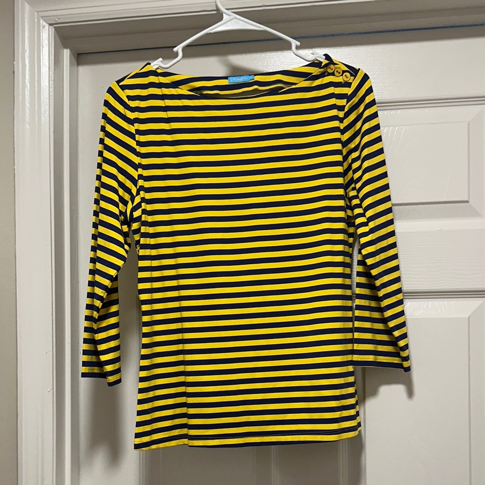 Stylish Yellow and navy Striped Long Sleeve Top